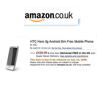 AMAZON UK offers the HTC Hero for pre-order - Mobiletor.