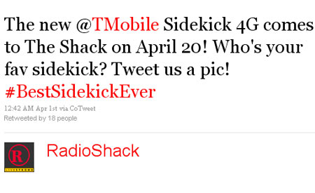 new sidekick 2011 release date. RadioShack Sidekick 4G