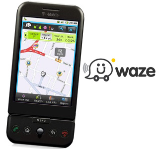 Android phone and waze logo