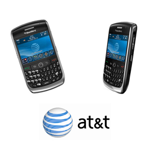 AT&T logo and Blackberry 8900 phone