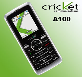 Cricket A100 phone and logo