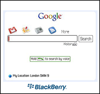 Google Mobile Application and BlackBerry logo