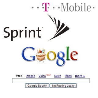 Google, T-Mobile, Sprint Logos