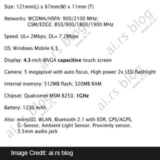 HTC Leo Specifications