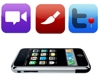 iPhone, Twittelator, TalkingPics and iGraffiti icons