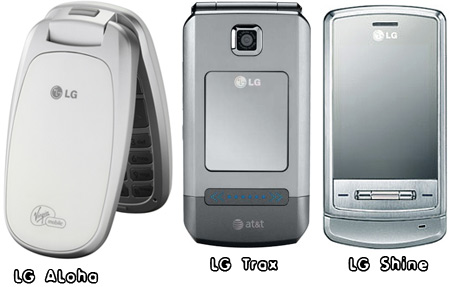 LG Aloha, LG Trax and LG Shine Mobile Phones