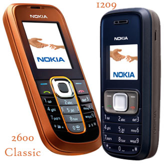 Nokia 2600 classic and Nokia 1209 Handsets