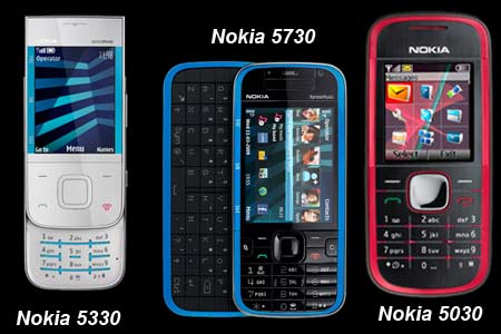 Nokia 5730, 5330 and 5030 phones 