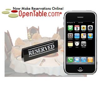 OpenTable application, iPhone