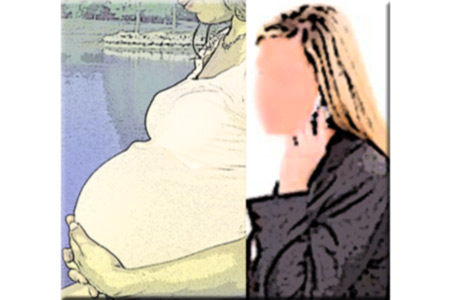 Pregnant women on phone