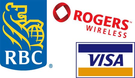 Rogers Wireless, RBC and Visa logos