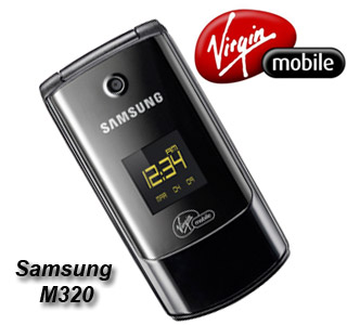 Samsung M320 phone Virgin mobile logo