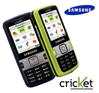 Samsung Messager phone,Cricket and Samsung logo