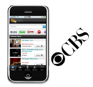 TV.com  application and CBS logo 