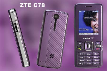 ZTE C78 candybar phone available via MetroPCS 
