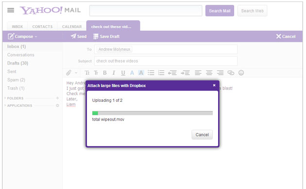 Dropbox In Yahoo