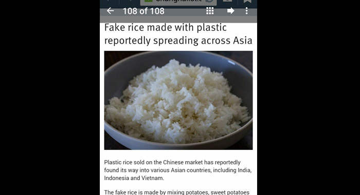 Fake Plastic Rice From China