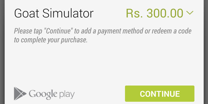 Google Play Purchase Screen