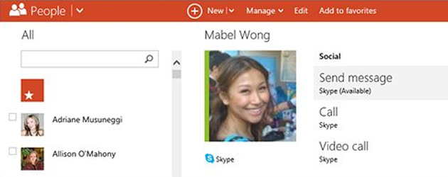 Skype From People Hub