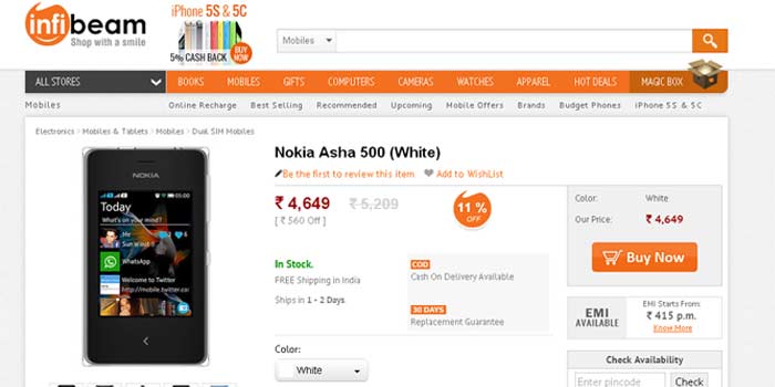 Infibeam Product Page