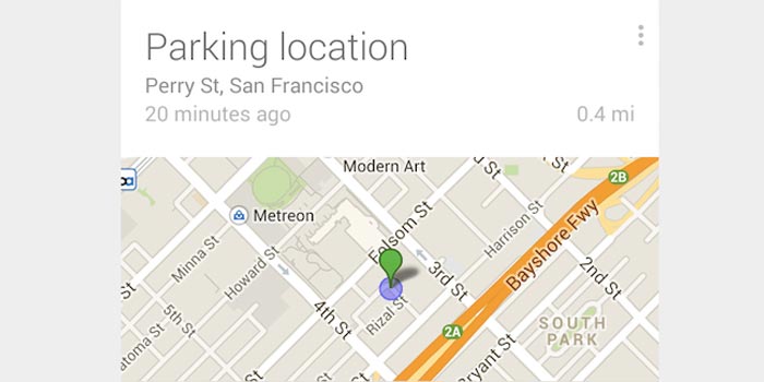 Google Now Parking Card