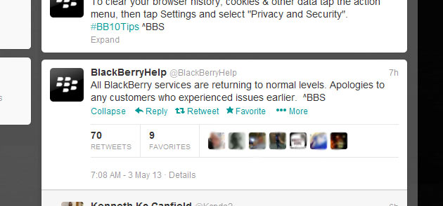 BlackBerry Outage Tweet