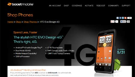 Boost Mobile HTV Evo Design 4G