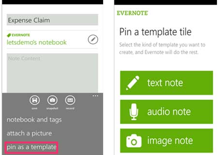 Evernote for Windows Phone