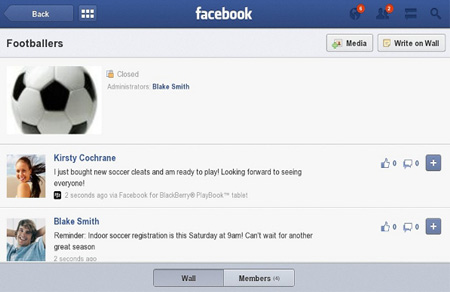 Facebook for BlackBerry PlayBook