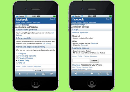 Facebook Mobile Controls