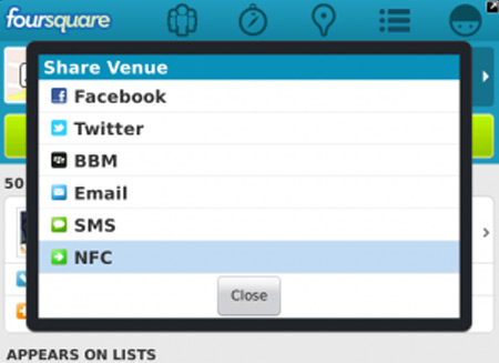 Foursquare For BlackBerry 1