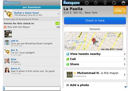 Foursquare for BlackBerry