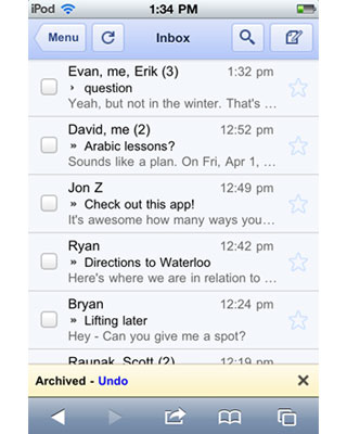 Gmail Mobile Undo