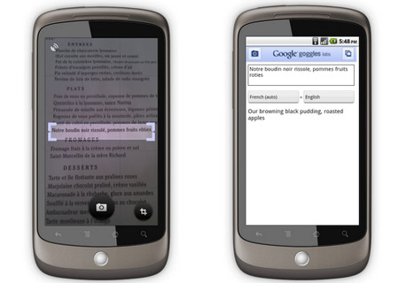 Google Goggles Translation