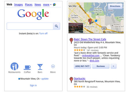 Google Mobile Search Map Markers