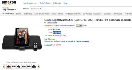 Grace MatchStick-speaker dock for Kindle Fire Dock