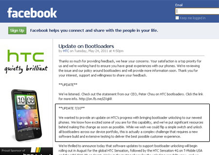 HTC Bootloader Unlock Facebook