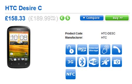 HTC Desire C Clove UK