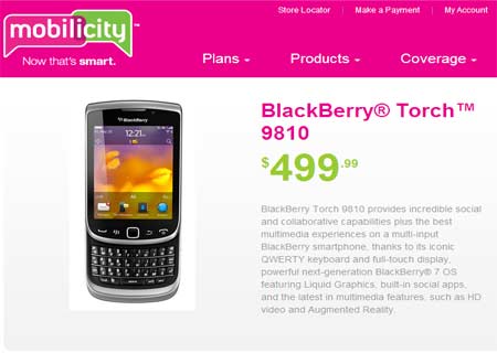 Mobilicity BlackBerry Torch 9810