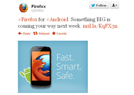 Mozilla Firefox Android Tweet