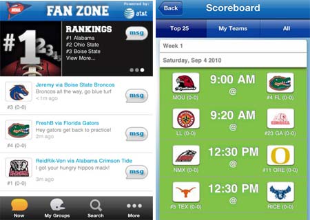 NCAA Football Fan Zone app