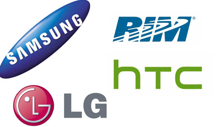 Samsung, HTC, LG, RIM Logos