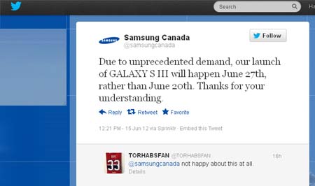 Samsung Twitter Post