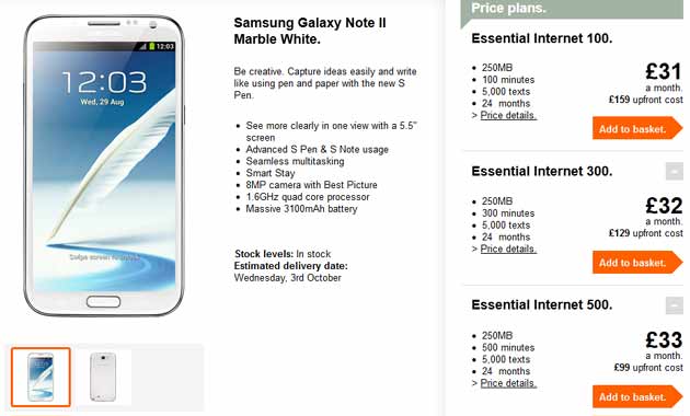 Galaxy Note 2 Three Price