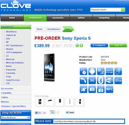Sony Xperia S Clove