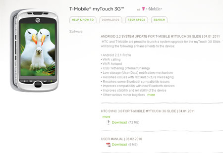 T-Mobile myTouch 3G Slide update