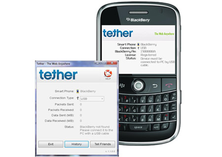 Tether Blackberry App