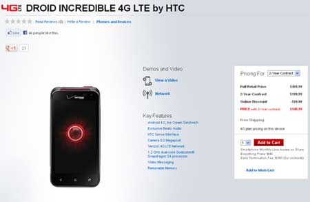 Verizon Htc Droid Incredible 4g Lte Price And Availability Revealed Mobiletor Com