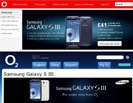 Vodafone O2 Samsung Galaxy S III