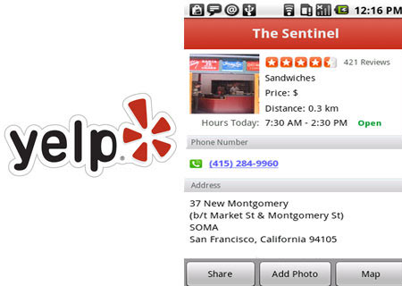 Yelp Android Features